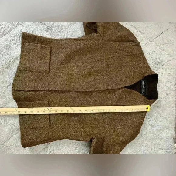 Peruvian Connection Knit Jacket Blazer Alpaca Size 8 Brown Herringbone Snap Up - Picture 10 of 16